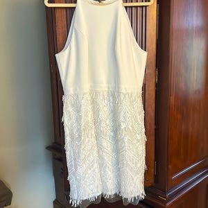 Woman’s Aidan Mattox Cocktail Dress Sz 14 White EUC